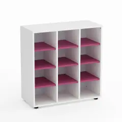 Mobile Scuola Kubò Bianco – 12 Caselle con Ripiani Fucsia H 90 cm | Conforme CAM