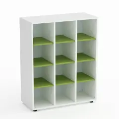 Mobile Scuola Kubò Bianco – 12 Caselle con Ripiani Verde Kiwi H 110 cm | Conforme CAM