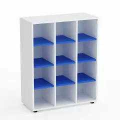 Mobile Scuola Kubò Bianco – 12 Caselle con Ripiani Azzurri H 110 cm | Conforme CAM