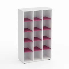 Mobile Scuola Kubò Bianco – 15 Caselle con Ripiani Fucsia H 150 cm | Conforme CAM