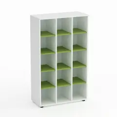 Mobile Scuola Kubò Bianco – 15 Caselle con Ripiani Verde Kiwi H 150 cm | Conforme CAM