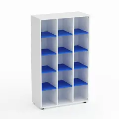 Mobile Scuola Kubò Bianco – 15 Caselle con Ripiani Azzurri H 150 cm | Conforme CAM
