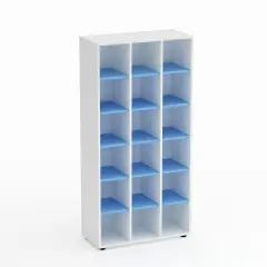 Mobile Scuola Kubò Bianco – 18 Caselle con Ripiani Blu Orizzonte H 180 cm | Conforme CAM