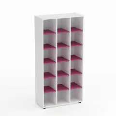 Mobile Scuola Kubò Bianco – 18 Caselle con Ripiani Fucsia H 180 cm | Conforme CAM