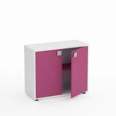 Mobile Scuola Kubò Bianco – 2 Ante H 75 cm e Ripiani Fucsia | Conforme CAM