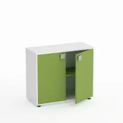 Mobile Scuola Kubò Bianco – 2 Ante H 75 cm e Ripiani Verde Kiwi | Conforme CAM
