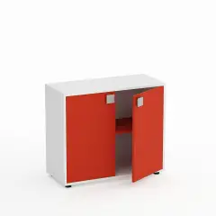 Mobile Scuola Kubò Bianco – 2 Ante H 75 cm e Ripiani Rossi | Conforme CAM