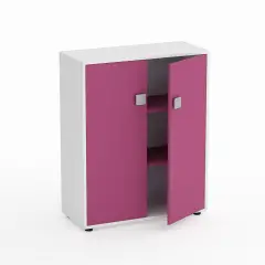Mobile Scuola Kubò Bianco – 2 Ante H 110 cm e Ripiani Fucsia | Conforme CAM