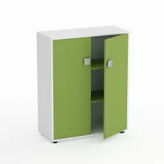 Mobile Scuola Kubò Bianco – 2 Ante H 110 cm e Ripiani Verde Kiwi | Conforme CAM