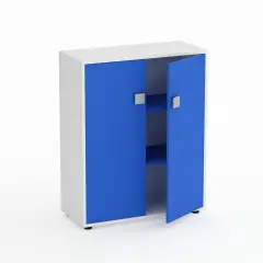 Mobile Scuola Kubò Bianco – 2 Ante H 110 cm e Ripiani Azzurri | Conforme CAM