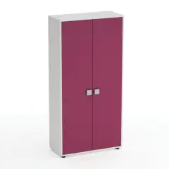 Mobile Scuola Kubò Bianco – 2 Ante H 180 cm e Ripiani Fucsia | Conforme CAM
