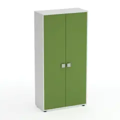 Mobile Scuola Kubò Bianco – 2 Ante H 180 cm e Ripiani Verde Kiwi | Conforme CAM