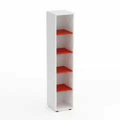 Mobile Scuola Kubò Bianco – Colonna 5 Vani con Ripiani Rossi H 180 cm | Conforme CAM