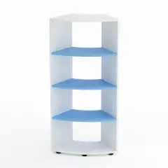Mobile Scuola Kubò Bianco Curvo 60 Gradi H 150 cm. Ripiani Blu Orizzonte - Conforme CAM