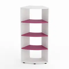 Mobile Scuola Kubò Bianco Curvo 60 Gradi H 150 cm. Ripiani Fucsia - Conforme CAM