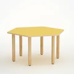 Tavolo Forma Esagonale H 52 Cm - Misura 2 - Giallo Per Scuole D'infanzia - Conforme CAM