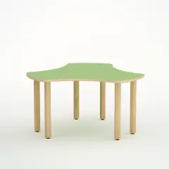 Tavolo Onda Esatondo H 52 Cm - Misura 2 - Verde  Per La Scuola Infanzia - Conforme CAM