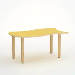 Tavolo Onda Verso H 46 Cm - Misura 1 - Giallo Per Nidi D'infanzia - Conforme CAM