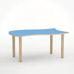 Tavolo Onda Reverso H 46 Cm - Misura 1 - Blu Orizzonte Per Nidi D'infanzia - Conforme CAM