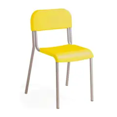 Sedia Impilabile Sara, Struttura Grigia, Seduta H 38 Cm. Giallo Limone Per Ambienti Scolastici