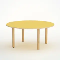 Tavolo Onda Circolare H 52 Cm - Misura 2 - Giallo  Per La Scuola Infanzia - Conforme CAM