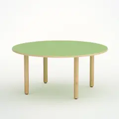 Tavolo Onda Circolare H 52 Cm - Misura 2 - Verde  Per La Scuola Infanzia - Conforme CAM