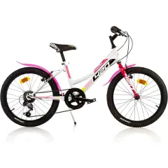 Bicicletta 20 Pollici Mtb Bianco Fuxia