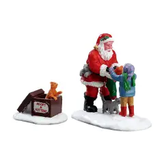 Statuetta Babbo Natale e Gattini – Set di 2 Pezzi