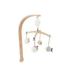 Giostrina In Legno Musicale Con Toys A Maglia Di Bambù Fish Pink Bamboom
