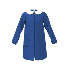 Grembiule Bambina Scuola Zip Senza Ricamo Blu 6 Anni