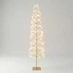Albero di Natale Faggio Slim 708 LED, Altezza 150 cm, Finitura Oro