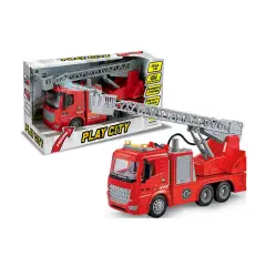 Play City - Camion Antincendio Scala Mobile con Luci e Suoni a Frizione + Batterie