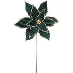 Poinsettia Natalizia Ellide Verde Scuro Effetto Velluto 45 cm